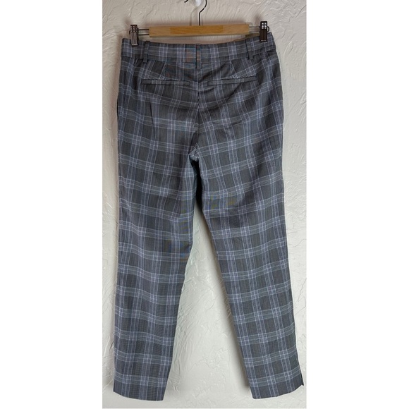 Theory Women’s Wool Blend Straight Leg Plaid Pants Gray/Blue Lightweight, size 4 - Picture 5 of 9